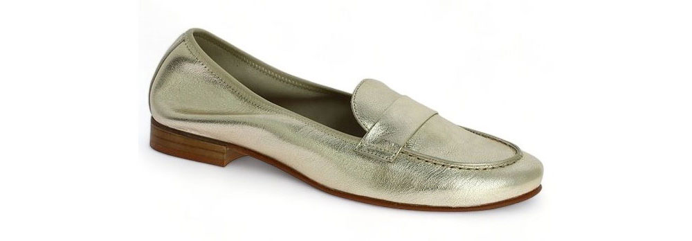 Mocassin femme grande taille doré